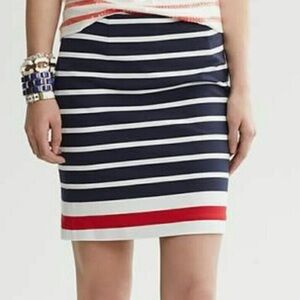 Banana Republic Navy and White Striped Skirt With Red Accent Stripe
